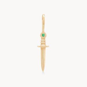 Bluboho small dagger charm with emerald